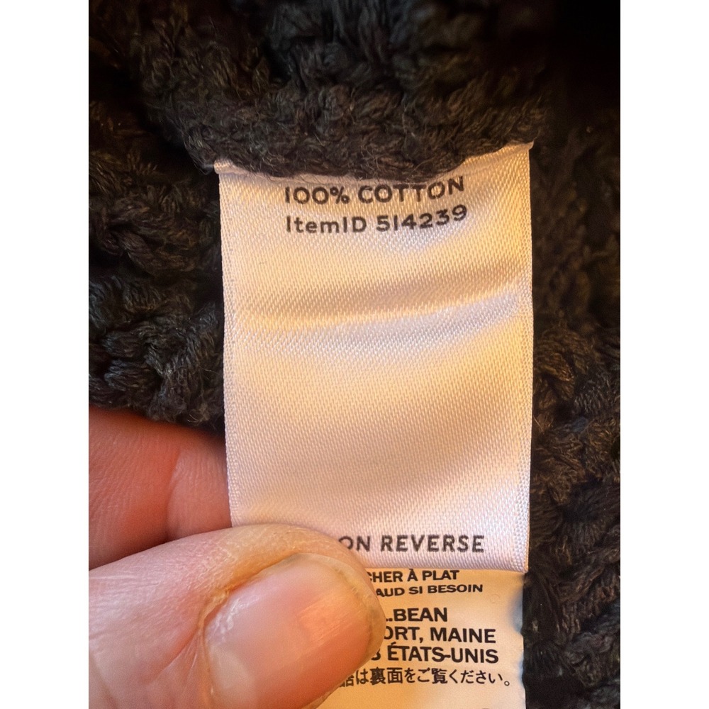 LL Bean Signature Sweater Gray Cotton Cable Knit Side Zip Crew Neck 514239 Small - Picture 5 of 7